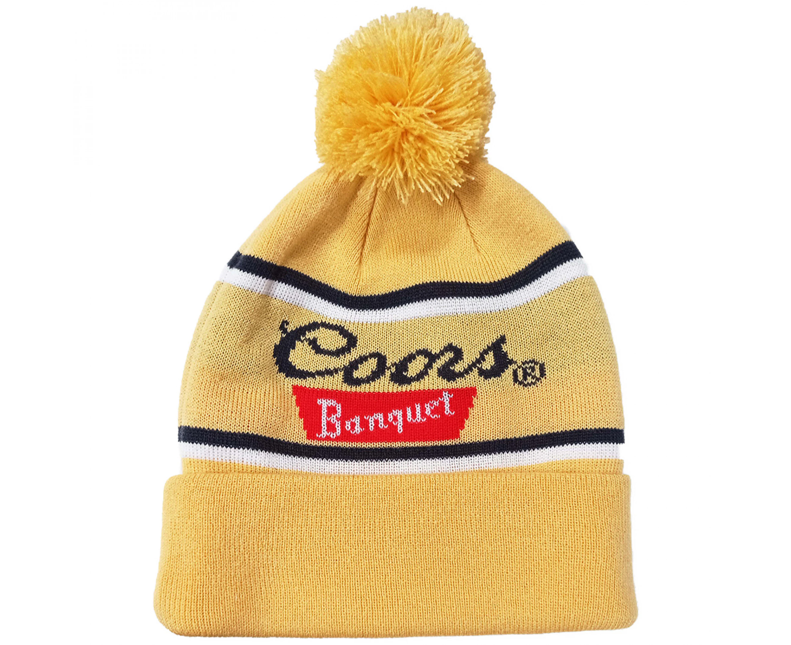 Coors Banquet Beer Knit Cuff Pom Beanie