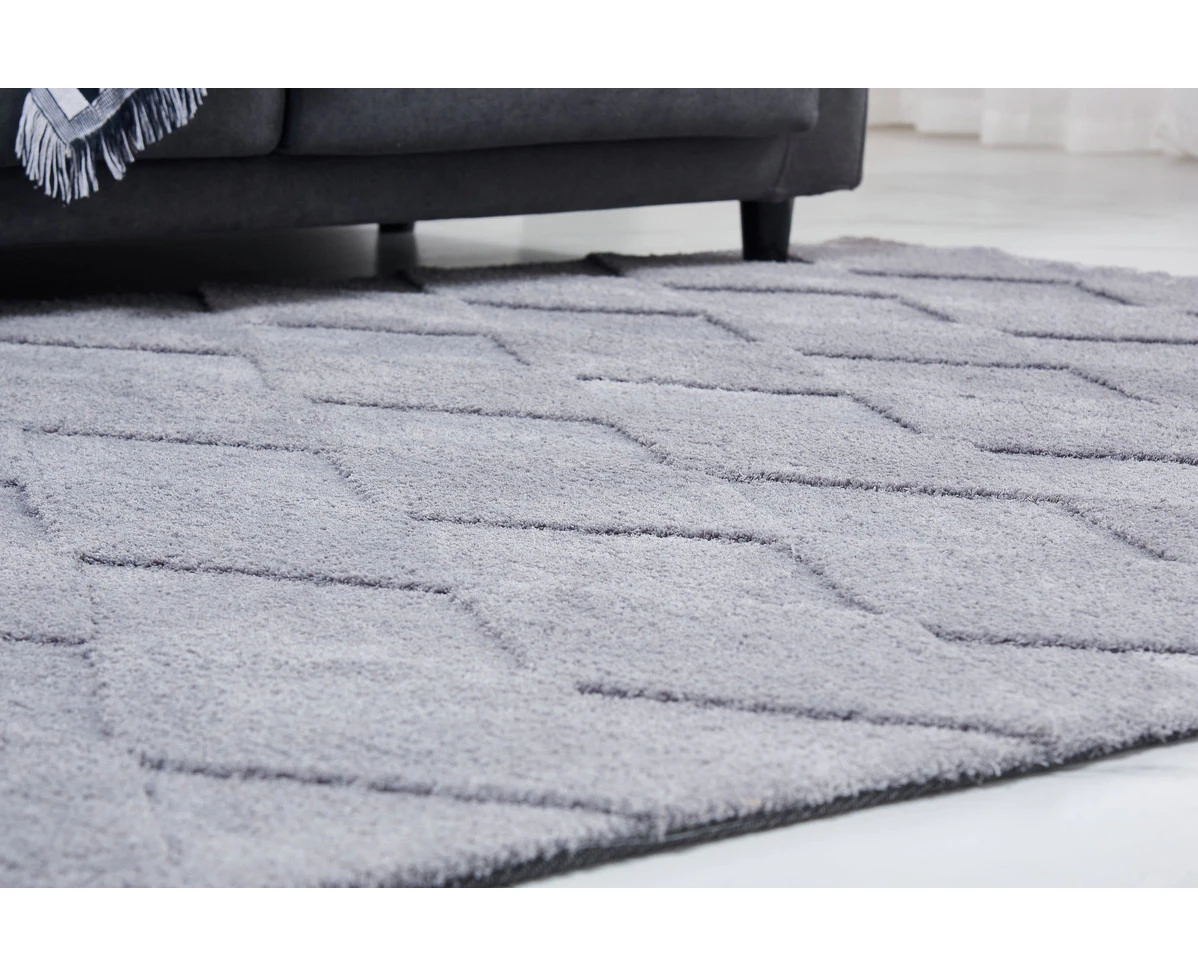 160x230cm Large Jacquard Shaggy Rug Floor Carpet Soft Grey Rectangle High Pile