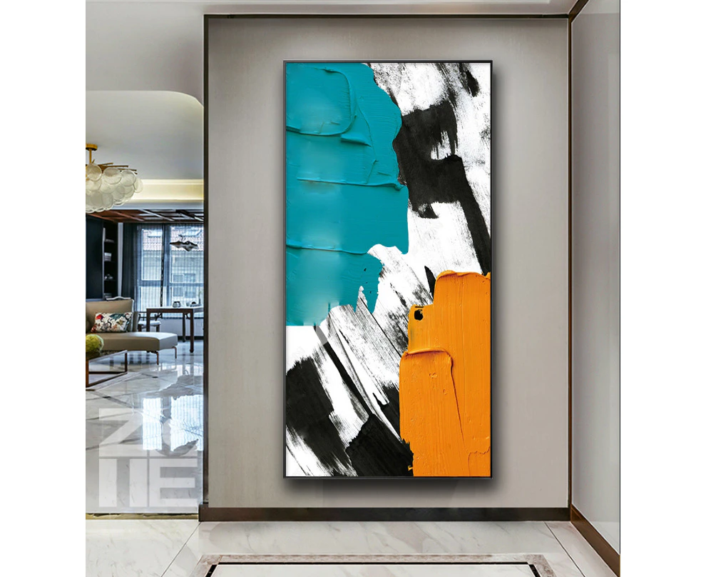 Abstract oil painting-BLUE AND ORANGE-framed-100% hand-painted canvas art-large size oil painting(AB-06)-60x90cm