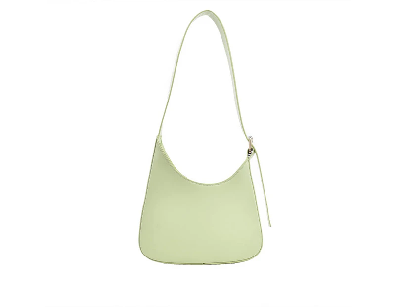 French Pu Leather Shoulder Bag Design Small Handbags For Women Bags Solid Color Fashion Vintage Tote (green)