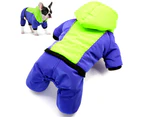 Winter Warm Reflective Coat Dog Clothes Outfit Jumpsuit-M-Green&Blue