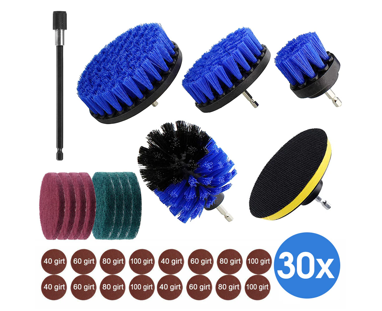 30Pcs Drill Brush Power Scrubber Set Tub Cleaning Tile Cleaner Combo Tool Kit Set