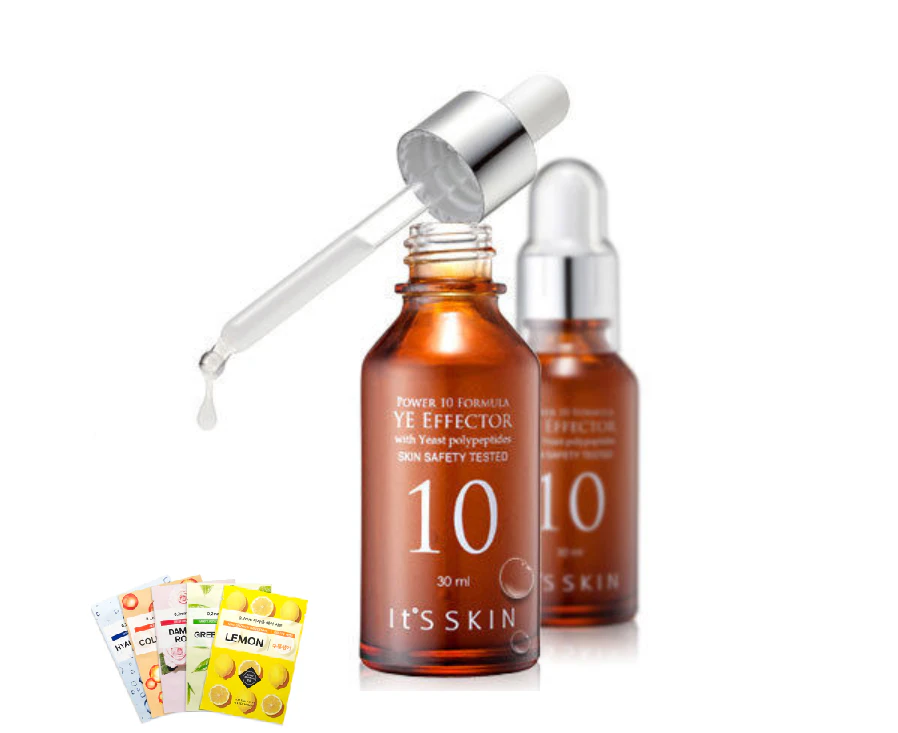 It's Skin Power 10 Formula YE Effector (Rejuvenating + Vitality) 30ml Yeast Essence Ampoule Serum + Face Mask