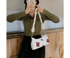 Fashion Animal Cow Pattern Handbag Totes Women Braid Strap Underarm Shoulder Bags PU Leather Travel Street Lady Small Purse (White)
