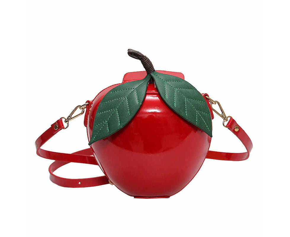 Nevenka Fashion Apple Shape PU Handbag Cartoon Shoulder Bags Purse-Red