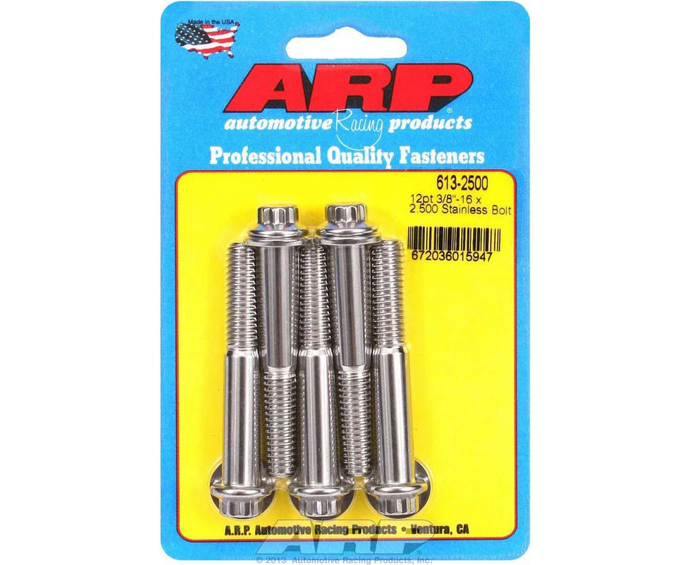 ARP Bolt Kit 12PT 3/8"-16x2.500" UHL w/ 3/8" Socket Stainless 5pk (613-2500)