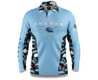 NRL Long Sleeve Reef Runner Fishing Polo Shirt - Cronulla Sharks - YOUTH