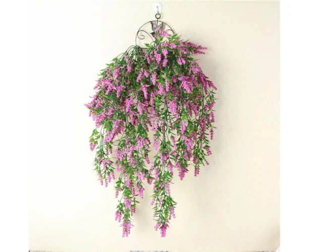 2X Artificial Ivy Flower Vine Garland Hanging Home Garden Trailing Basket Plants - Rose Red