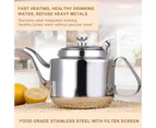 800ml/1400ml Heat-resistant Tea Kettle Corrosion Resistant Stainless Steel Large Capacity Dust-proof Teapot for Home-Silver - Silver