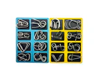 Puzzle Brain Teaser Metal Wire Classic IQ Game Toy - 16pcs