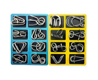 Puzzle Brain Teaser Metal Wire Classic IQ Game Toy - 16pcs