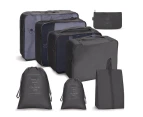 8x Storage Bag Travel Packing Pouches Luggage Organiser Clothes Suitcase - Black