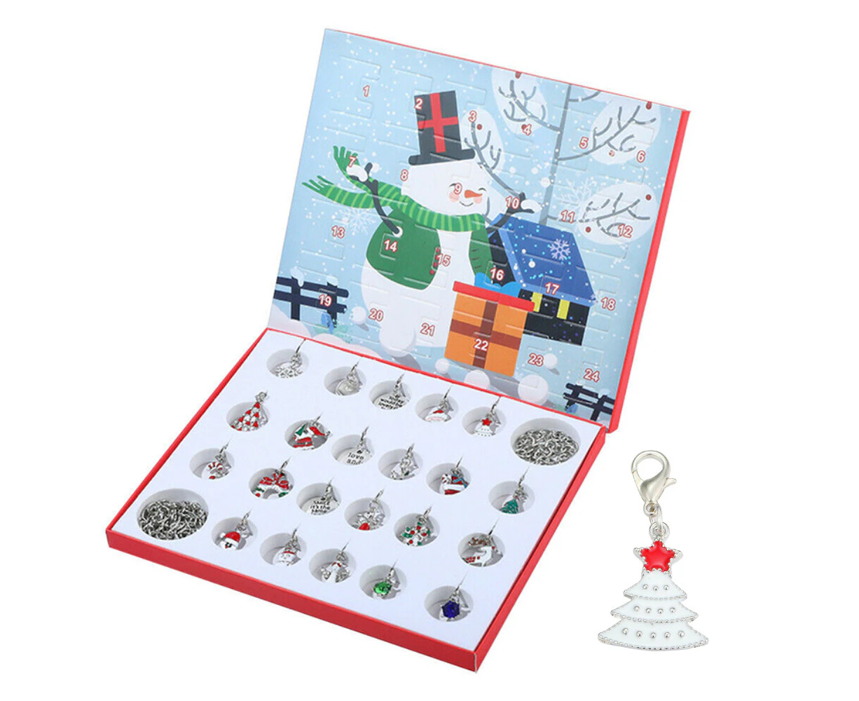 Christmas Advent Calendar, 24 Charms DIY Necklace Bracelet Kit Set Kids Gift