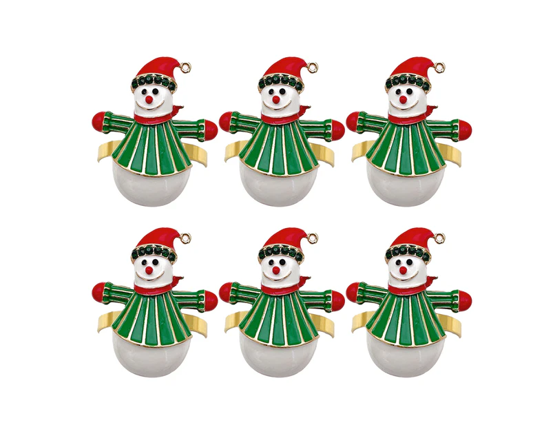 6Pcs/Set Adorable Santa Claus Shape Napkin Ring Beautiful Cute Alloy Napkin Clip for Home-Red Hat Snowman