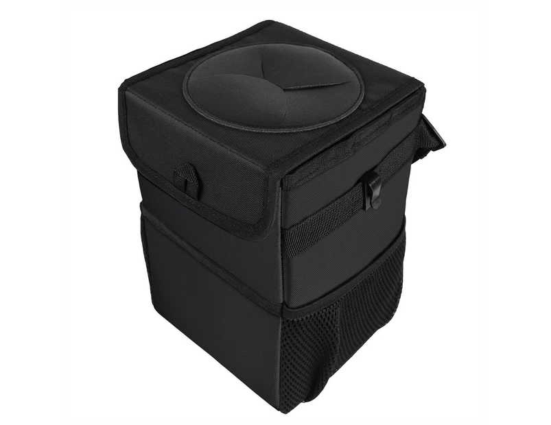 Waterproof Car Trash Can with Lid Bin Waste Basket Storage Garbage Bag Organizer