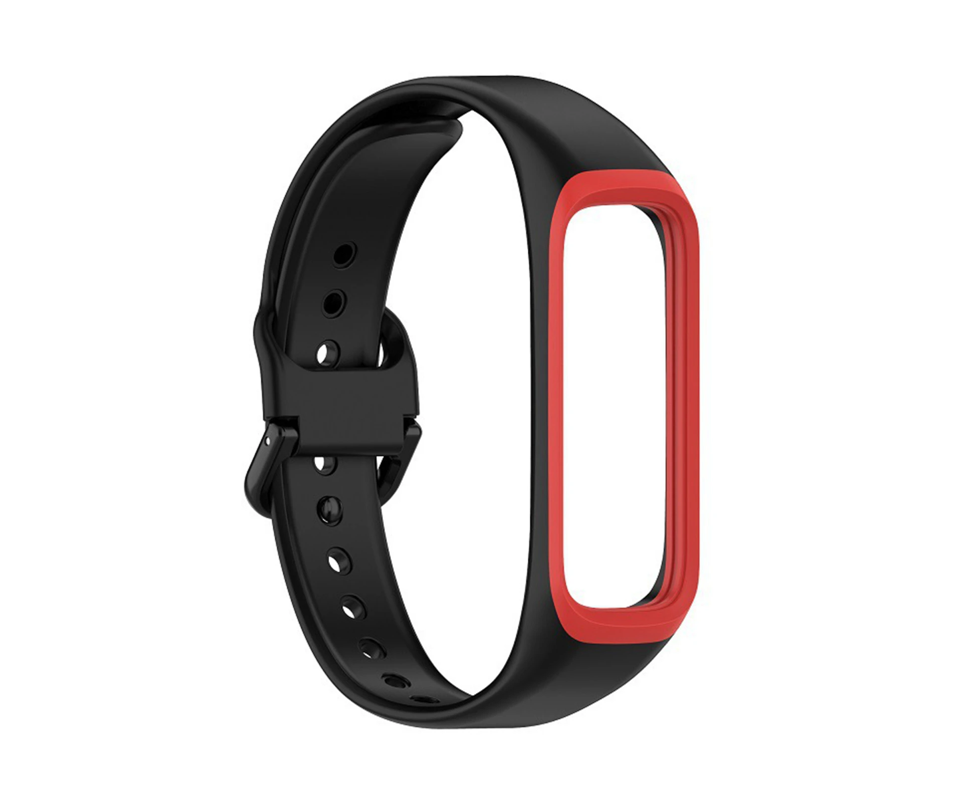 R220 Watch Strap Breathable Sweat-proof Sports Watch Band with Movement Frame for Samsung Galaxy Fit2-Black   Red