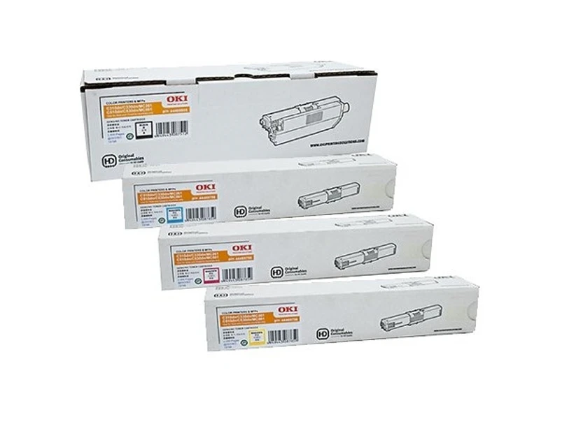 4 Pack OKI Original C310DN / C330DN / MC361 / MC362DN / C331DN Toner Cartridges (44469805-44469755)