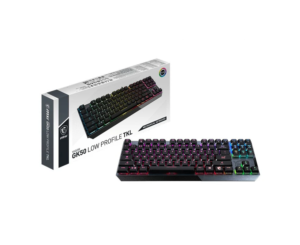 MSI Vigor GK50 Low Profile TKL US Vigor GK50 RGB Low Profile TKL US White Clicky Mechanical Gaming Keyboard