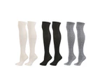Strapsco 3Packs Women Extra Long High Socks Knit Warmers Thick Tall Long Boot Stockings Leg-WhiteBlackGray