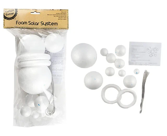 Krafters Korner Foam Solar System Set White for Kids School Science Projects Arts and DIY Crafts Supplies