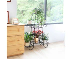 7 Pot Metal Plant Stand Garden Flower Shelf Living Room Wrought Iron Rack