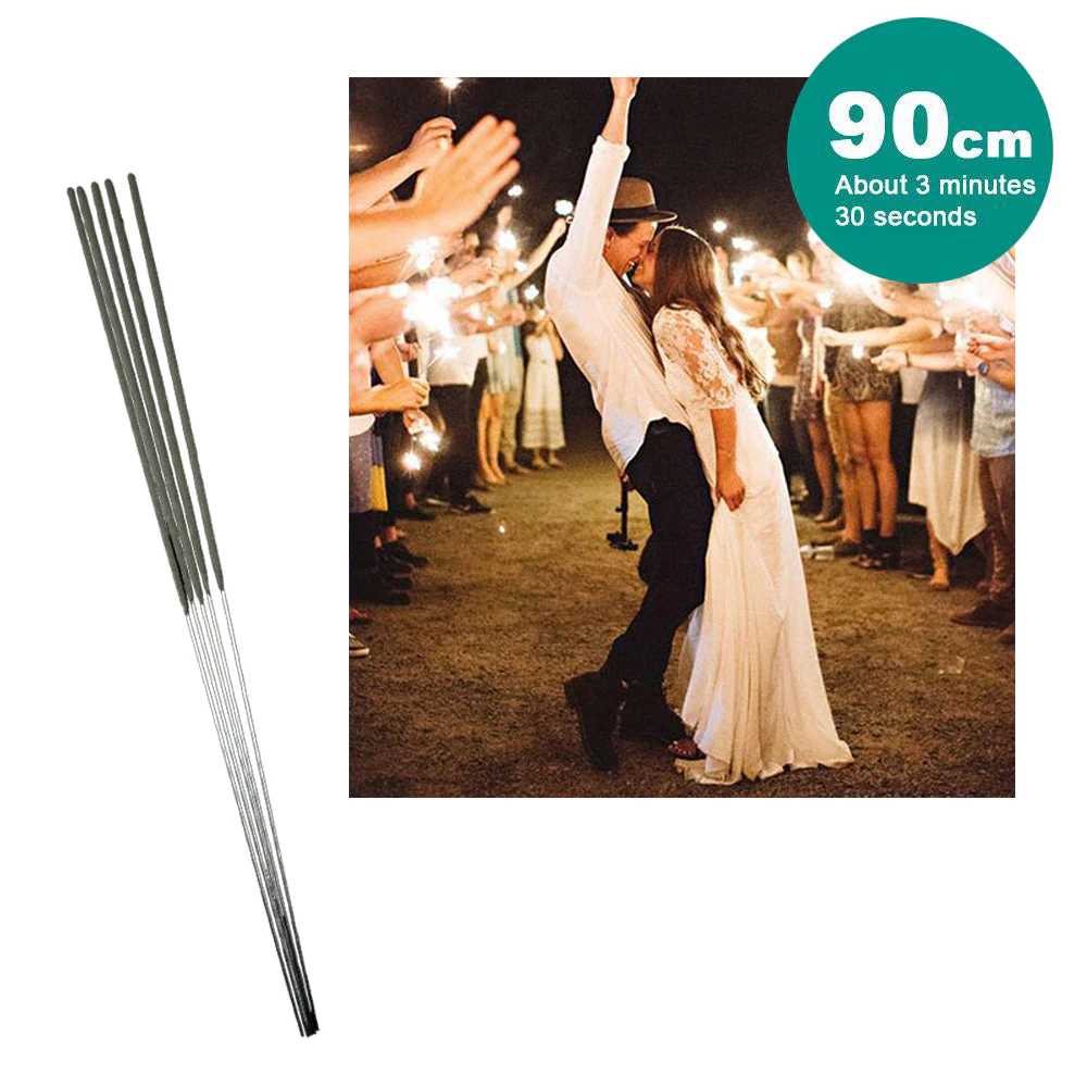 90cm Large Sparklers Party Sparkler For Birthdays Party Parties Wedding Low Smoke Gold Sparklers - 100pcs