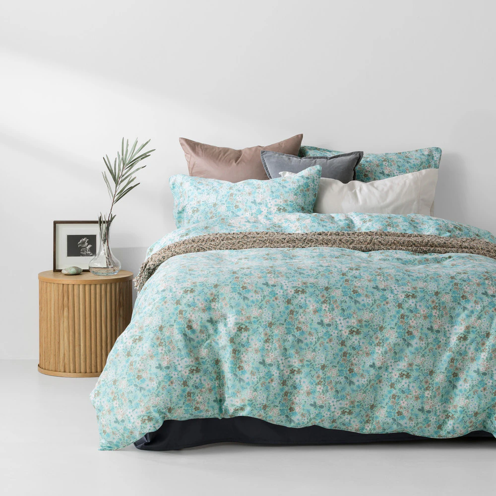 In2Linen Bloom Quilt Cover Set | Aqua