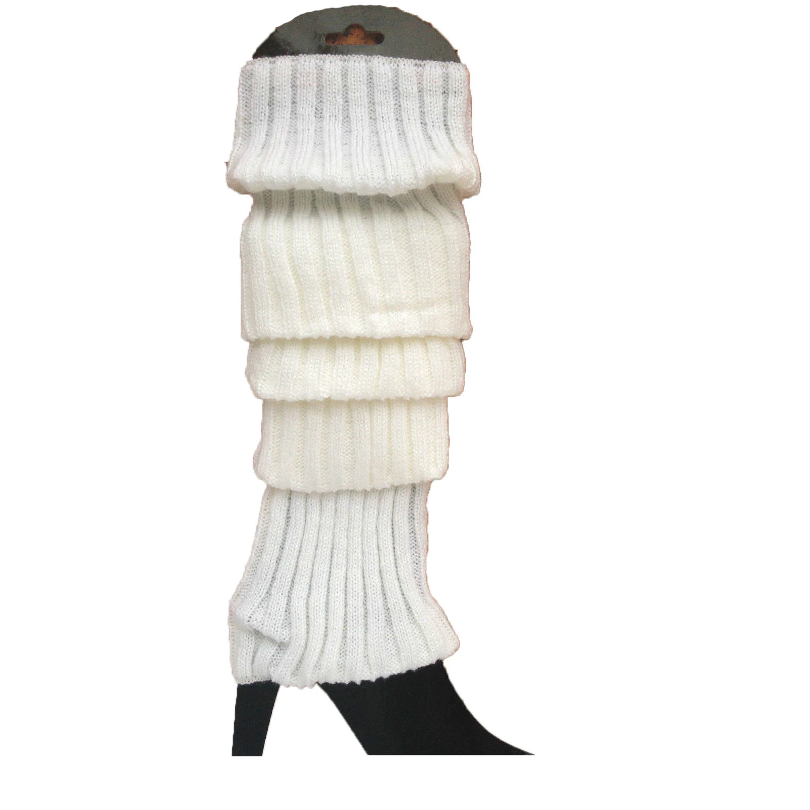 24x Womens Leg Warmers Disco Winter Knit Dance Party Crochet Legging Socks Costume - White