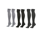 Strapsco 3Packs Women Extra Long High Socks Knit Warmers Thick Tall Long Boot Stockings Leg-BlackGrayDarkGray