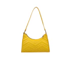 Fashion Women Solid Color PU Leather Shoulder Underarm Bag Casual Ladies Small Top-handle Handbags (yellow)