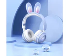 Cute Foldable RGB Luminous Wireless Bluetooth Headset With Microphone-Blue