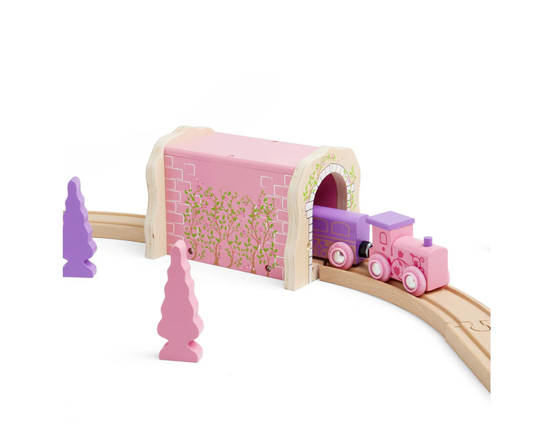 Bigjigs Rail Pink Brick Tunnel - Other Major Wooden Rail Brands are Compatible