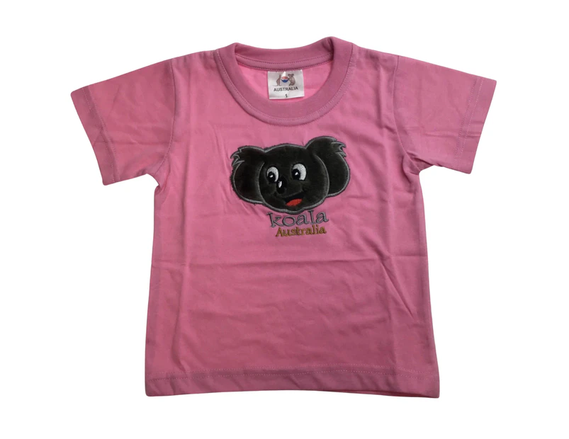 Kids KOALA AUSTRALIA T Shirt Tee Souvenir Gift Children's Child 100% Cotton Top - Light Pink