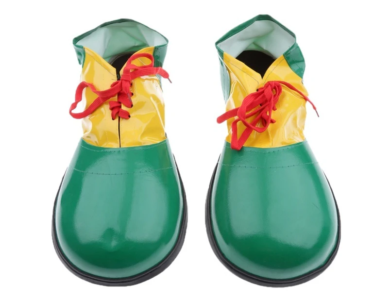 CLOWN SHOES Costume Fancy Dress Adult Circus Party Halloween Accessory Large - Green/Yellow