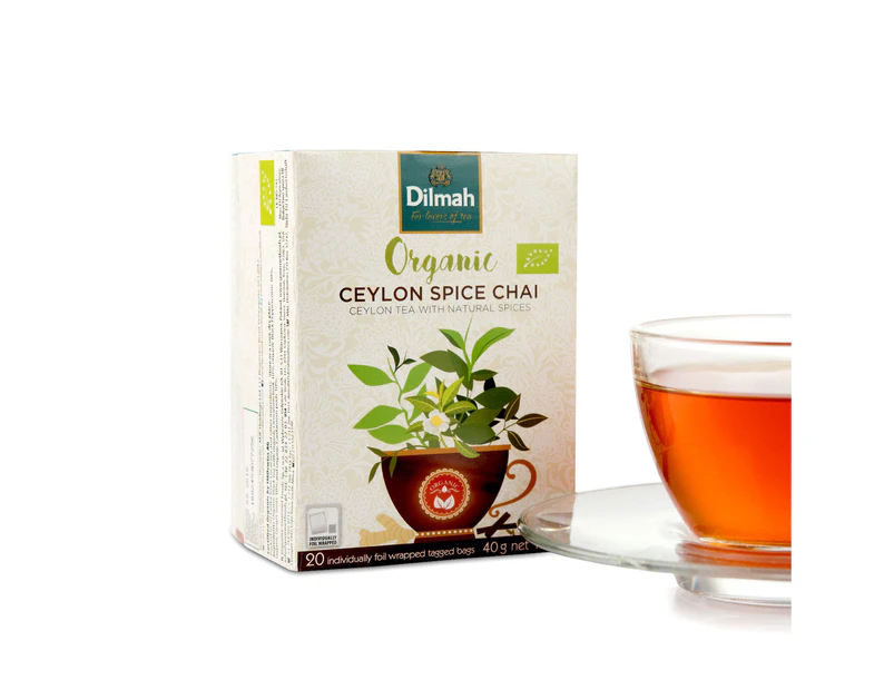 Dilmah Organic Ceylon Spice Chai 20 Pack (Foil Envelopes) (40 grams)