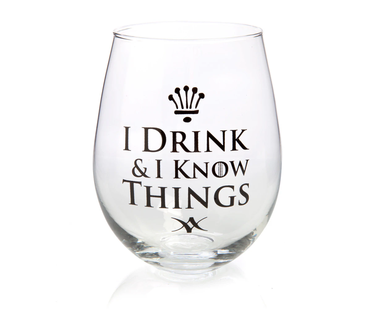 I Drink & I Know Things Stemless Wine Glass