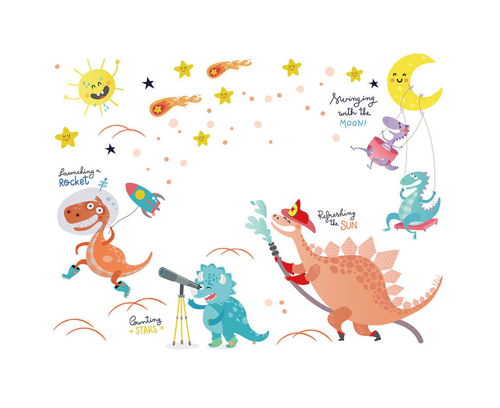 Cartoon Dinosaur Wall Stickers Decals (Size:111cm x 85cm)