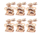 6Pcs Napkin Ring Exquisite Novelty Design Alloy Eye-catching Halloween Christmas Easter Bunny Napkin Ring for Dinner-Rose Gold