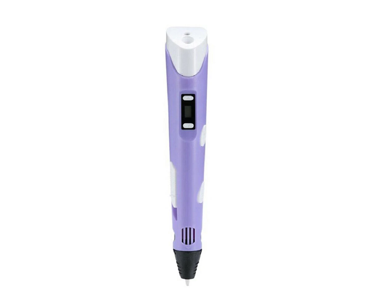 Magic 3D Printing Pen For Kids Diy Pen With Led Display And Filaments - Purple