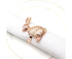 6Pcs Napkin Ring Exquisite Novelty Design Alloy Eye-catching Halloween Christmas Easter Bunny Napkin Ring for Dinner-Rose Gold