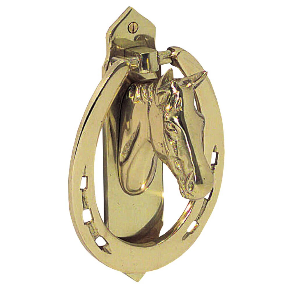 Brass Handcrafted Door Knocker Horse Head In Horse Shoe