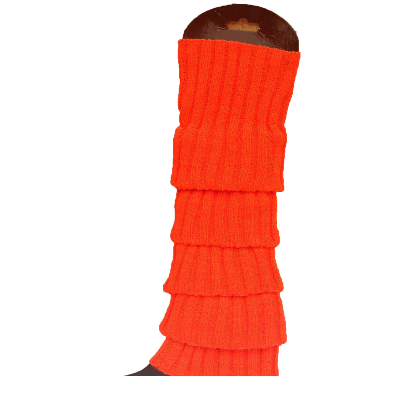 24x Womens Leg Warmers Disco Winter Knit Dance Party Crochet Legging Socks Costume - Orange