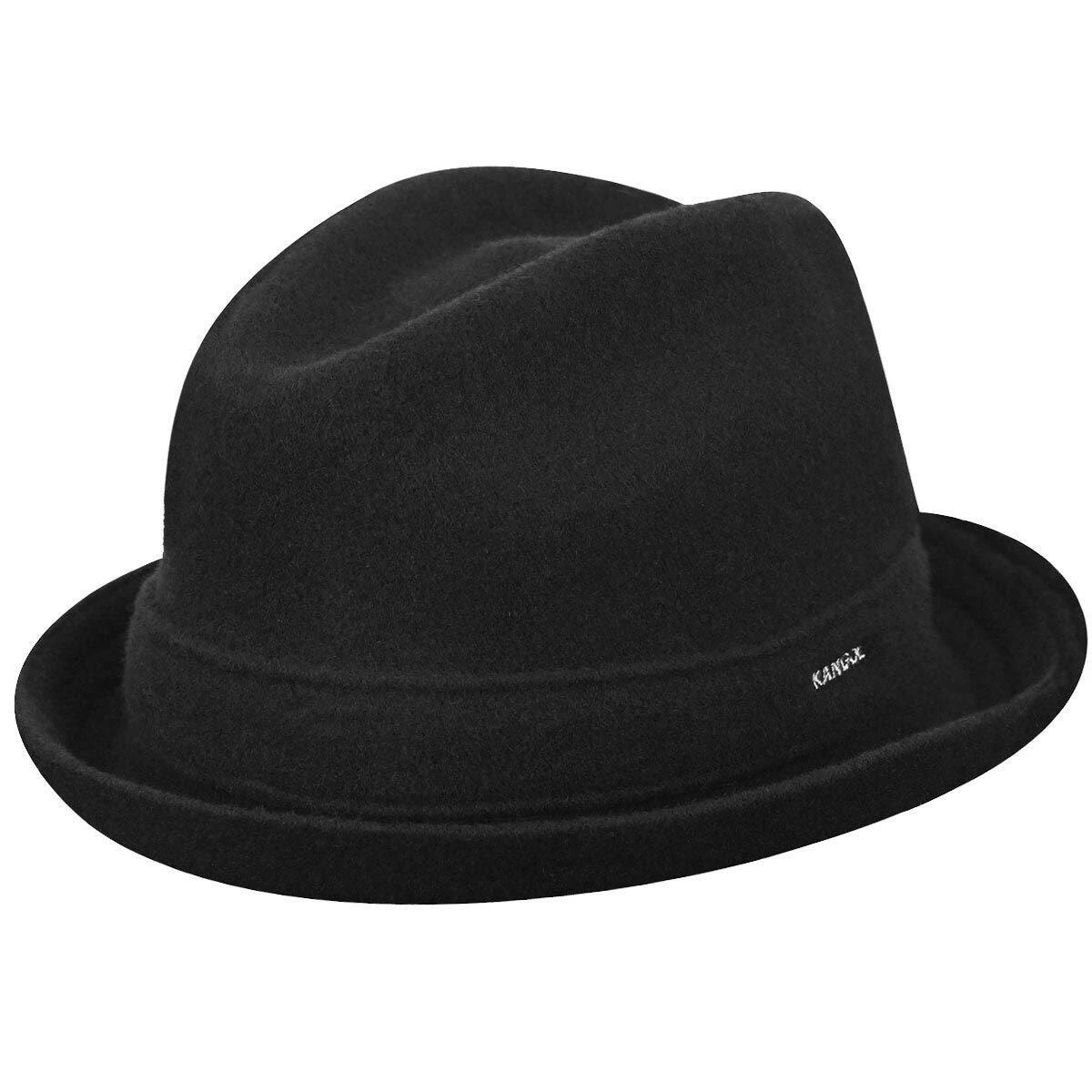 KANGOL Wool Player Trilby Hat Fedora Style Warm Winter Cap 6447BC - Black