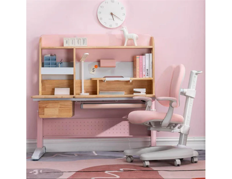 Solid Rubber Wood Height Adjustable Children Kids Ergonomic Pink Study Desk Chair 120cm AU