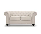 Mellowly 2 Seater Sofa Fabric Uplholstered Chesterfield Lounge Couch - Beige