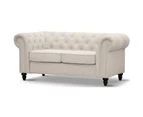 Mellowly 2 Seater Sofa Fabric Uplholstered Chesterfield Lounge Couch - Beige