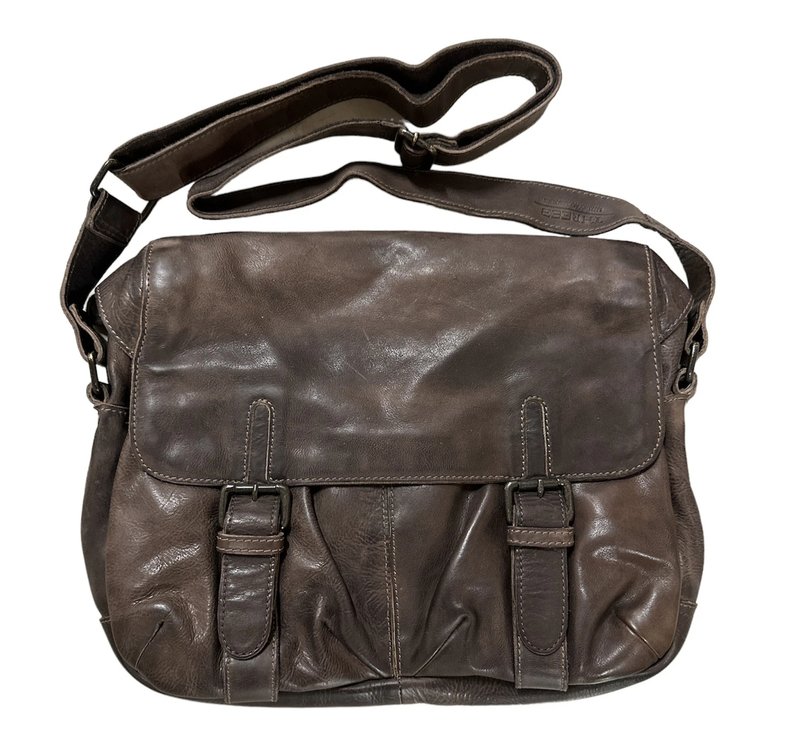 Mens Leather Messenger Bag Vintage Travel Laptop Satchel - Brown