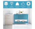 Costway Sideboard Buffet Storage Cabinet Cupboard Drawers Wooden Hallway Table Kitchen Living Room Home Furniture, Blue