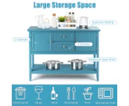 Costway Sideboard Buffet Storage Cabinet Cupboard Drawers Wooden Hallway Table Kitchen Living Room Home Furniture, Blue