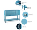 Costway Sideboard Buffet Storage Cabinet Cupboard Drawers Wooden Hallway Table Kitchen Living Room Home Furniture, Blue